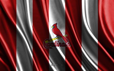 4k, St Louis Cardinals, MLB, red white silk texture, St Louis Cardinals flag, American baseball team, baseball, silk flag, St Louis Cardinals emblem, USA, St Louis Cardinals badge