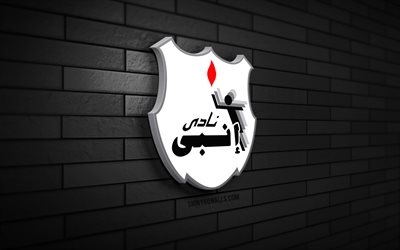 enppi sc 3d logo, 4k, schwarze ziegelwand, ägyptische premier league, fußball, ägyptischer fußballverein, enppi sc logo, enppi sc emblem, enppi sc, sport logo, enppi fc