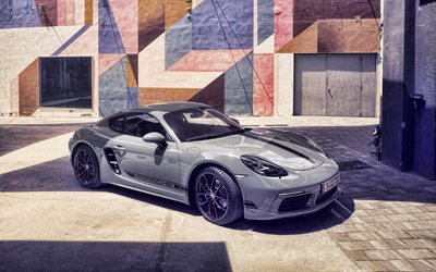 2023, Porsche 718 Cayman Style Edition, 4k, front view, gray sports coupe, gray Porsche 718 Cayman, german sports cars, Porsch