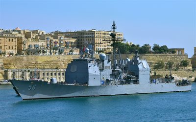 USS San Jacinto, CG-56, US Navy, Europe, Ticonderoga-class, United States Navy, American cruiser, warships, mediterranean sea