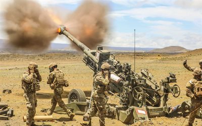 M777 howitzer, American towed 155 mm artillery, American howitzer, M777, XM982 Excalibur, US Army, American army, artillery, howitzers, howitzer shot