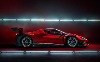 4k, Ferrari 296 GT3, side view, supercars, 2022 cars, hypercars, Red Ferrari 296 GT3, 2022 Ferrari 296 GT3, F171, italian cars, Ferrari