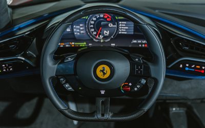 Ferrari 296 GTS Assetto Fiorano, 4k, interior, 2022 cars, F171, Ferrari 296 GTS inside, steering wheel, dashboard, 2022 Ferrari 296 GTS, italian cars, Ferrari