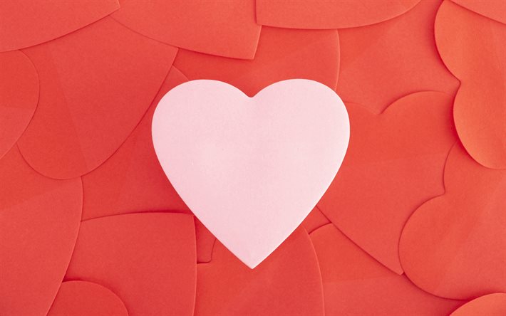 ハートグリーティングカード, 4k, 愛の概念, バレンタイン・デー, グリーティングカード, ハーツパターン, クリエイティブ, 心