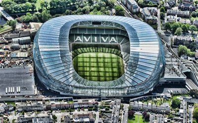 aviva stadium, vista aerea, lansdowne road, dublino, irlanda, squadra nazionale di rugby, vista dall alto, stadio di rugby, rugby