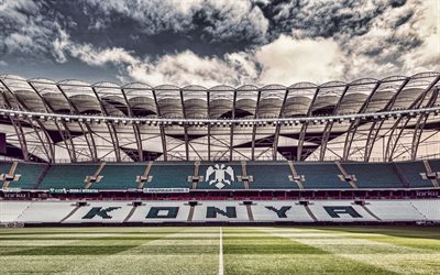 Konya Metropolitan Municipality Stadium, inside view, football field, Konyaspor Stadium, Konya, Turkey, football stadium, Konyaspor
