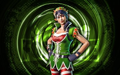 4k, tinseltoes, fortnite, verde grunge espiral de fundo, fortnite tinseltoes skin, tinseltoes fortnite personagem, tinseltoes fortnite, personagens de fortnite, grunge arte, tinseltoes skin