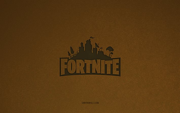 Fortnite logo, 4k, games logos, Fortnite emblem, brown stone texture, Fortnite, games brands, Fortnite sign, brown stone background