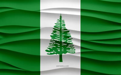 4k, Flag of Norfolk Island, 3d waves plaster background, Norfolk Island flag, 3d waves texture, Norfolk Island national symbols, Day of Norfolk Island, Oceania countries, 3d Norfolk Island flag, Norfolk Island