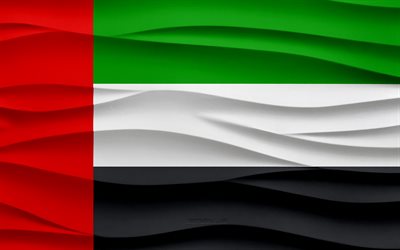 4k, bandiera degli emirati arabi uniti, sfondo di gesso onde 3d, trama di onde 3d, simboli nazionali degli emirati arabi uniti, giorno degli emirati arabi uniti, paesi asiatici, bandiera 3d di macao, emirati arabi uniti, asia