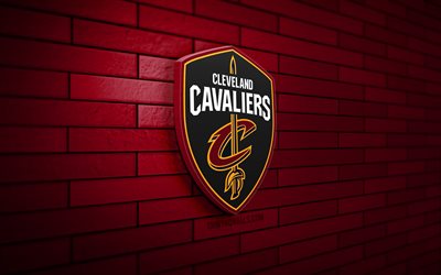 Cleveland Cavaliers 3D logo, 4K, purple brickwall, NBA, basketball, Cleveland Cavaliers logo, american basketball team, CAVS, sports logo, Cleveland Cavaliers, CAVS logo