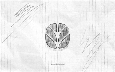 New Holland sketch logo, 4K, checkered paper background, New Holland black logo, brands, logo sketches, New Holland logo, pencil drawing, New Holland Agriculture