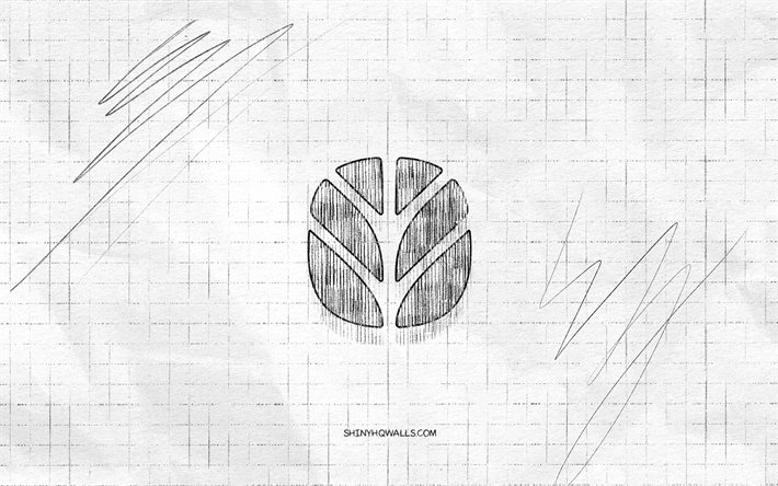 new holland sketch logo, 4k, karierter papierhintergrund, schwarzes new holland logo, marken, logoskizzen, new holland logo, bleistiftzeichnung, new holland agriculture
