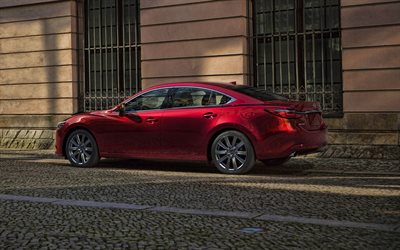 2022, Mazda 6, 4k, rear view, exterior, red sedan, red Mazda 6, 3rd generation, new Mazda 6 2022, japanese cars, Mazda