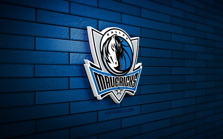 dallas mavericks 3d logosu, 4k, siyah brickwall, nba, basketbol, dallas mavericks logosu, amerikan basketbol takımı, spor logosu, dallas mavericks