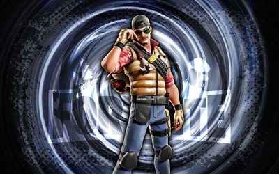 4k, wrangler, fortnite, grauer grunge-spiralhintergrund, fortnite wrangler skin, wrangler-charakter, wrangler fortnite, fortnite-charaktere, grunge-kunst, wrangler-skin