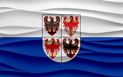 4k, Flag of Trentino-Alto Adige, 3d waves plaster background, Trentino-Alto Adige flag, 3d waves texture, Italian national symbols, Day of Trentino-Alto Adige, regions of Italy, 3d Trentino-Alto Adige flag, Trentino-Alto Adige Italy