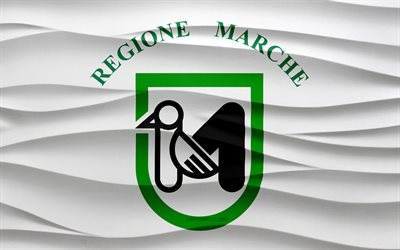 4k, Flag of Marche, 3d waves plaster background, Marche flag, 3d waves texture, Italian national symbols, Day of Marche, regions of Italy, 3d Marche flag, Marche, Italy