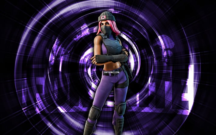 Clash, 4k, violet abstract background, Fortnite, abstract rays, Clash Skin, Fortnite Clash Skin, Fortnite characters, Clash Fortnite