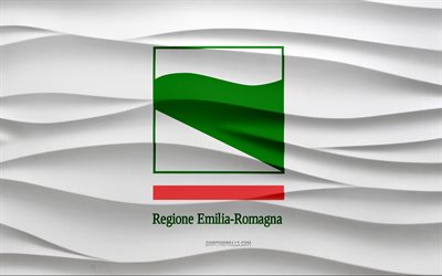 4k, le drapeau de l'émilie-romagne, les vagues 3d fond de plâtre, la texture des vagues 3d, les symboles nationaux italiens, le jour de l'émilie-romagne, les régions de l'italie, le drapeau 3d de l'émilie-romagne, l'émilie-romagne, l'italie