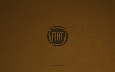fiat-logo, 4k, autologos, fiat-emblem, braune steinstruktur, fiat, beliebte automarken, fiat-schild, brauner steinhintergrund