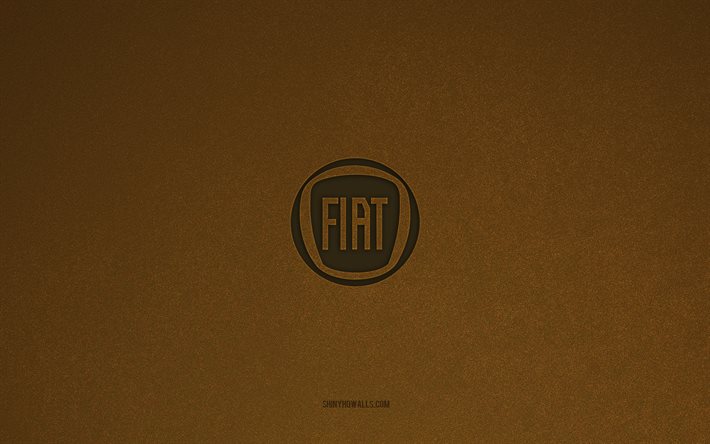 Fiat logo, 4k, car logos, Fiat emblem, brown stone texture, Fiat, popular car brands, Fiat sign, brown stone background