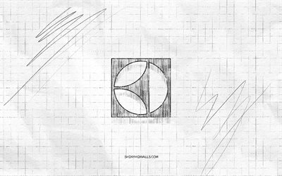 Electrolux sketch logo, 4K, checkered paper background, Electrolux black logo, brands, logo sketches, Electrolux logo, pencil drawing, Electrolux