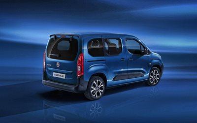 2023, Fiat E-Doblo, 4k, exterior, rear view, van, blue Fiat Doblo, electric Doblo, electric cars, italian cars, new E-Doblo 2023, Fiat