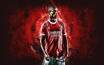 David Neres, Benfica SL, Brazilian soccer player, portrait, red stone background, Portugal, football