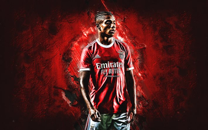 David Neres, Benfica SL, Brazilian soccer player, portrait, red stone background, Portugal, football