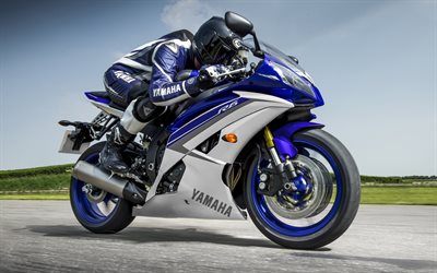 4k, Yamaha YZF-R6, motion blur, 2022 bikes, superbikes, Blue Yamaha YZF-R6, 2022 Yamaha YZF-R6, japanese motorcycles, Yamaha