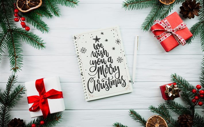 메리 크리스마스, 축하합니다, 크리스마스 인사말 카드, 행복한 성탄절 보내길 바랄 게, 흰색 나무 배경, 크리스마스 인용문, 크리스마스 장식들
