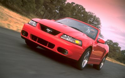ford mustang svt cobra convertible, carretera, 2003 coches, cabriolet rojo, 2003 ford mustang, coches americanos, 2003 ford mustang convertible, ford