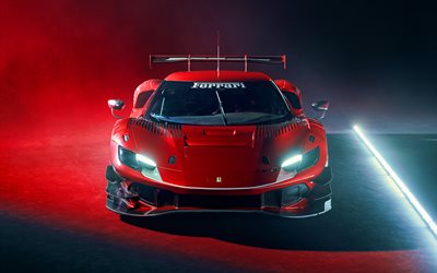 4k, Ferrari 296 GT3, headlights, 2022 cars, front view, supercars, F171, 2022 Ferrari 296 GT3, hypercars, italian cars, Ferrari