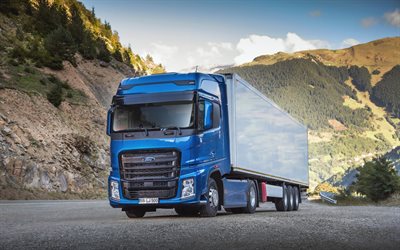 ford f-max, 2022, lkw, extérieur, vue de face, bleu ford f-max, camionnage, camions américains, ford trucks