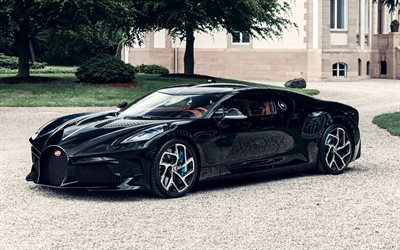 Bugatti La Voiture Noire, 4k, hypercars, 2021 cars, supercars, 2021 Bugatti La Voiture Noire, Black Bugatti La Voiture Noire, french cars, Bugatti