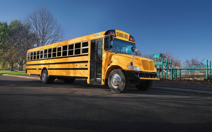 icバス, アメリカのスクールバス, 子供の輸送, 新しいスクールバス, 黄色のicバス, feシリーズ, アメリカのバス