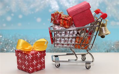 クリスマスプレゼントを買う, オンラインショッピング, ギフトの注文, メリークリスマス, あけましておめでとう, クリスマスプレゼント, 赤箱のプレゼント, クリスマスのコンセプト