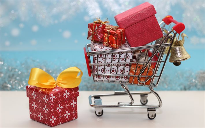 acheter des cadeaux de noël, achats en ligne, commander un cadeau, joyeux noël, bonne année, cadeaux de noël, cadeaux de boîte rouge, concepts de noël