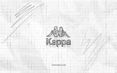 logotipo de boceto de kappa, 4k, fondo de papel a cuadros, logotipo negro de kappa, marcas deportivas, bocetos de logotipos, logotipo de kappa, dibujo a lápiz, kappa