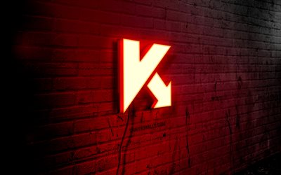 logo kaspersky neon, 4k, muro di mattoni rosso, arte grunge, creativo, logo su filo, logo rosso kaspersky, logo kaspersky, opere d arte, kaspersky