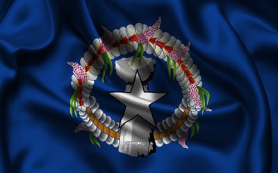 علم جزر ماريانا الشمالية, 4k, دول المحيط, أعلام الساتان, يوم جزر ماريانا الشمالية, أعلام الساتان المتموجة, الرموز الوطنية لجزر ماريانا الشمالية, أوقيانوسيا, جزر مريانا الشمالية