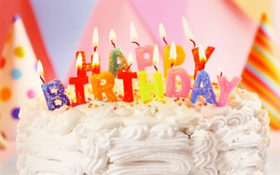 4k, feliz aniversário, velas acesas, carta de velas, bolo de aniversário, feliz aniversário de fundo, feliz aniversário cartão, festa de aniversário