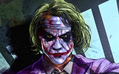 4k, Cartoon Joker, poker face, abstract art, supervillain, fan art, creative, Joker 4K, artwork, Joker