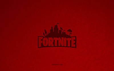 Fortnite logo, 4k, games logos, Fortnite emblem, red stone texture, Fortnite, games brands, Fortnite sign, red stone background