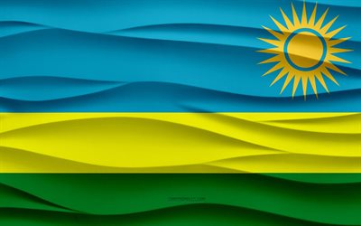 4k, bandera de ruanda, fondo de yeso de ondas 3d, textura de ondas 3d, símbolos nacionales de ruanda, día de ruanda, países africanos, bandera de ruanda 3d, ruanda, áfrica