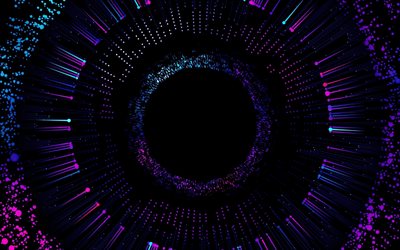 violet abstract rings, 4k, creative, black circle, abstract black hole, abstract backgrounds, violet abstract backgrounds, black hole