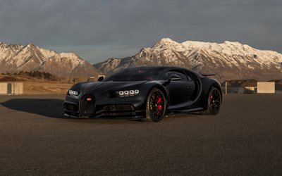 Bugatti Chiron Sport, 4k, hypercars, 2020 cars, supercars, Black Bugatti Chiron, 2020 Bugatti Chiron, french cars, Bugatti