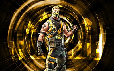 Snakepit, 4k, yellow abstract background, Fortnite, abstract rays, Snakepit Skin, Fortnite Snakepit Skin, Fortnite characters, Snakepit Fortnite
